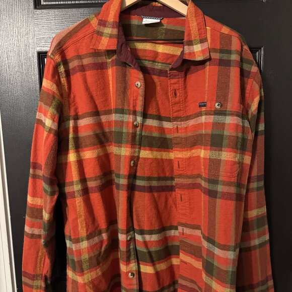 Mens Columbia Orange Yellow Brown Flannel - Picture 1 of 3